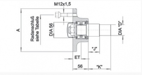 Ступица в сборе FNK6 112x5  M12x1.5 j=53,5 k=99