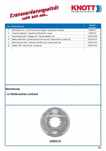Тормоз барабанный ГидроСимплекс - задняя ось (1Hydr. Simplex -Hinterachse) 180*40